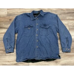 Marino Bay Mens‎ L Fleece Lined Chore 100% Cotton Heavy Button Up Work